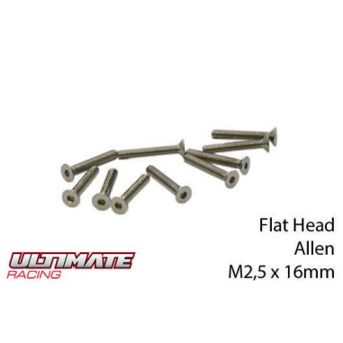 Ultimate Racing Vis tête conique M2.5x16mm - 10 pièces