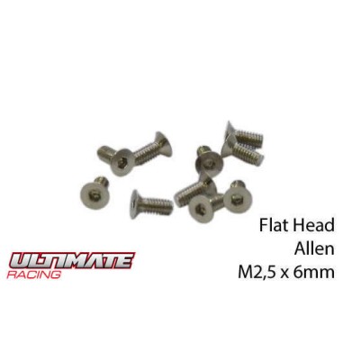 Ultimate Racing Vis tête conique M2.5x6mm - 10 pièces