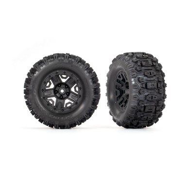 Traxxas Roues complètes 2WD - Jantes Noir - Pneus Sledgehammer