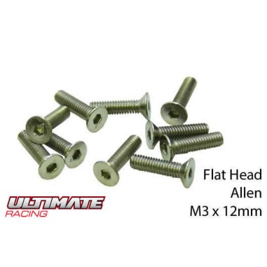 Ultimate Racing Vis tête conique M3x12mm - 10 pièces