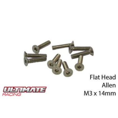 Ultimate Racing Vis tête conique M3x14mm - 10 pièces