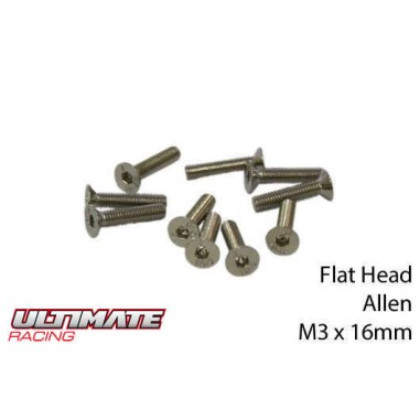 Ultimate Racing Vis tête conique M3x16mm - 10 pièces