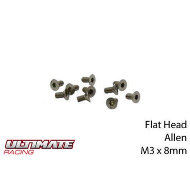 Ultimate Racing Vis tête conique M3x8mm - 10 pièces