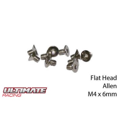 Ultimate Racing Vis tête conique M4x6mm - 10 pièces