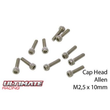 Ultimate Racing Vis tête cylindrique M2.5x10mm - 10 pièces