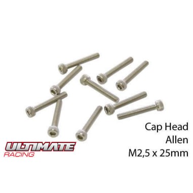 Ultimate Racing Vis tête cylindrique M2.5x25mm - 10 pièces