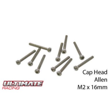 Ultimate Racing Vis tête cylindrique M2x16mm - 10 pièces