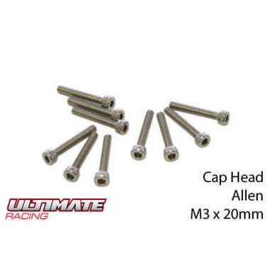 Ultimate Racing Vis tête cylindrique M3x20mm - 10 pièces