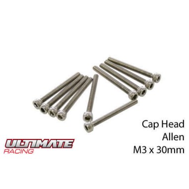 Ultimate Racing Vis tête cylindrique M3x30mm - 10 pièces