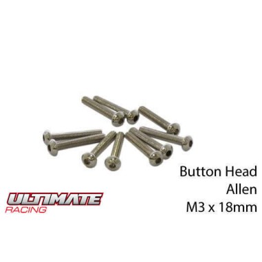 Ultimate Racing Vis tête ronde M3x18mm - 10 pièces