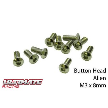 Ultimate Racing Vis tête ronde M3x8mm - 10 pièces