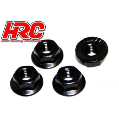 HRC Racing Ecrou de roue M4 - strié flasqué - acier - Noir