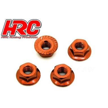 HRC Racing Ecrou M4 - avec flasque striée - orange