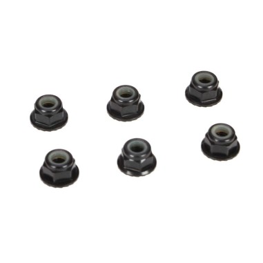 TLR Ecrou Nylstop strié M4 aluminium, noir, 6 pcs