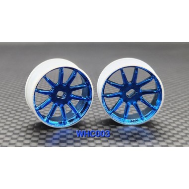 GL Racing Jante étroite 4WD R10 - déport 3 - couleur Chrome Bleu - 2 pièces