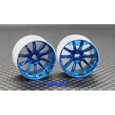 GL Racing Jante large 4WD R10 - déport 0 - couleur Chrome Bleu - 2 pièces