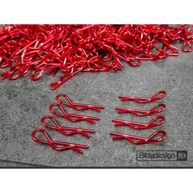 Bittydesign Clips de carrosserie pour 1/10 - Rouges - 8 pièces