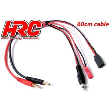 HRC Racing - Câble de charge - 4mm Bullet à JST / Accu récepteur BEC / Chauffe-Bougie - 600mm