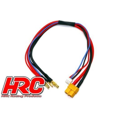 HRC Racing - Câble de charge - Prise chargeur XT60 à prise 4mm & Balancer JST pour accu Hardcase - 500mm