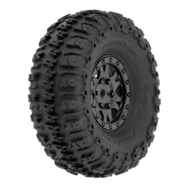 Pro-Line Roues complètes 1/24 Crawler SCX24 - Pneus Trencher 1.0" - Jantes Impulse Black Bead-Loc