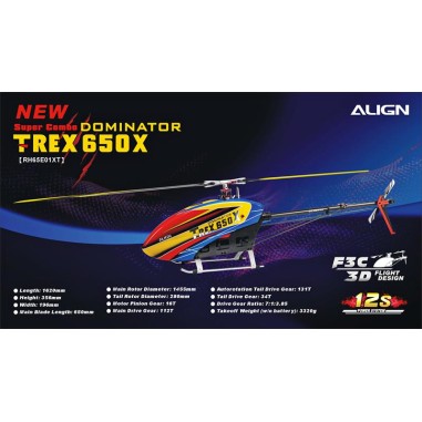 Hélicoptère Align T-Rex 650X Dominator Super Combo avec BeastX