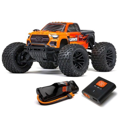 Arrma Monster Truck 1/10 Granite 4X2 Boost MEGA 550 Brushed 2WD EP RTR - couleur Orange