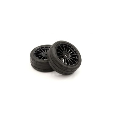 Kyosho Roues complètes 1/10 - pneus montés-collés - jantes 15 rayons