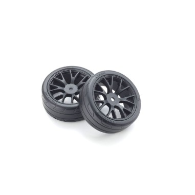 Kyosho Roues complètes 1/10 - pneus TC montés-collés - jantes noir